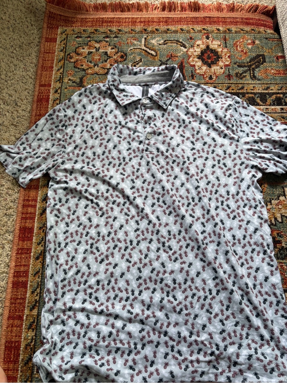 AndersonOrd Men's White Polo Shirt with Pineapple Print